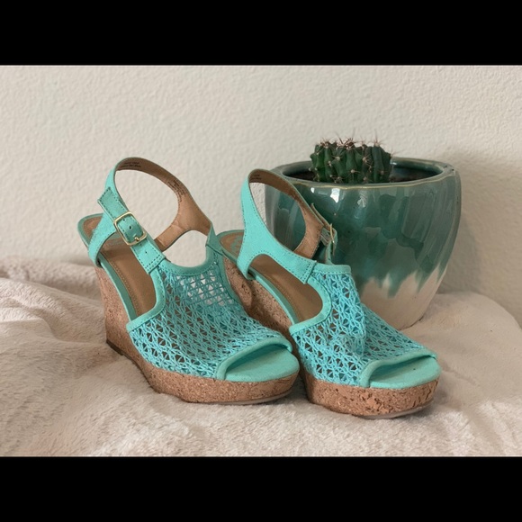 Fergalicious Shoes - Fergalicious mint green 4” wedges, size 7